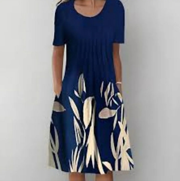 Women's Casual Print Simple c Loose Dress Casual Dresses for Women size L - Picture 3 of 9